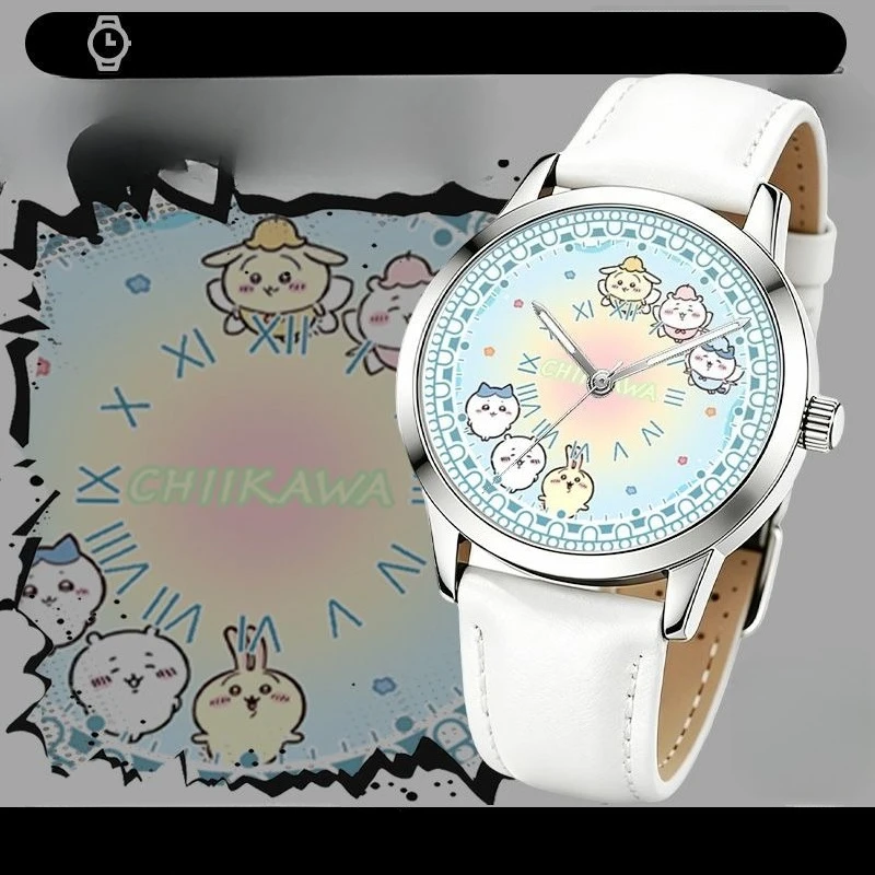 Anime Cartoon Kawaii Chiikawa watch Quartz Couple model Super long battery life Good look horseshoe buckle luminous glass mirror