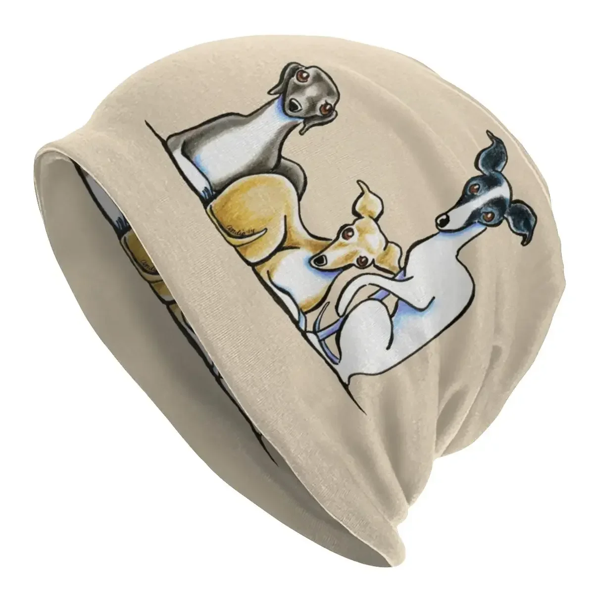 Winter Warm Knit Hat Unisex Adult Italian Greyhound Trio Skullies Beanies Caps Cute Whippet Sighthound Dog Bonnet Hats