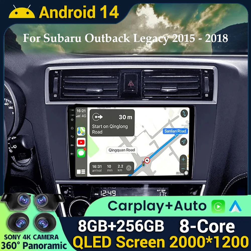 

Автомагнитола на Android 14 для Subaru Outback Legacy 2015-2018, мультимедийный видеоплеер с GPS-навигацией и рамкой