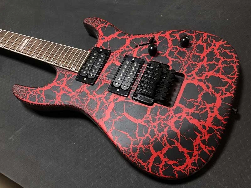 High Quality Custom Cool Crackle Shaped Cheap Solid Body Unbranded Metal Rock 6 String Electric Guitar