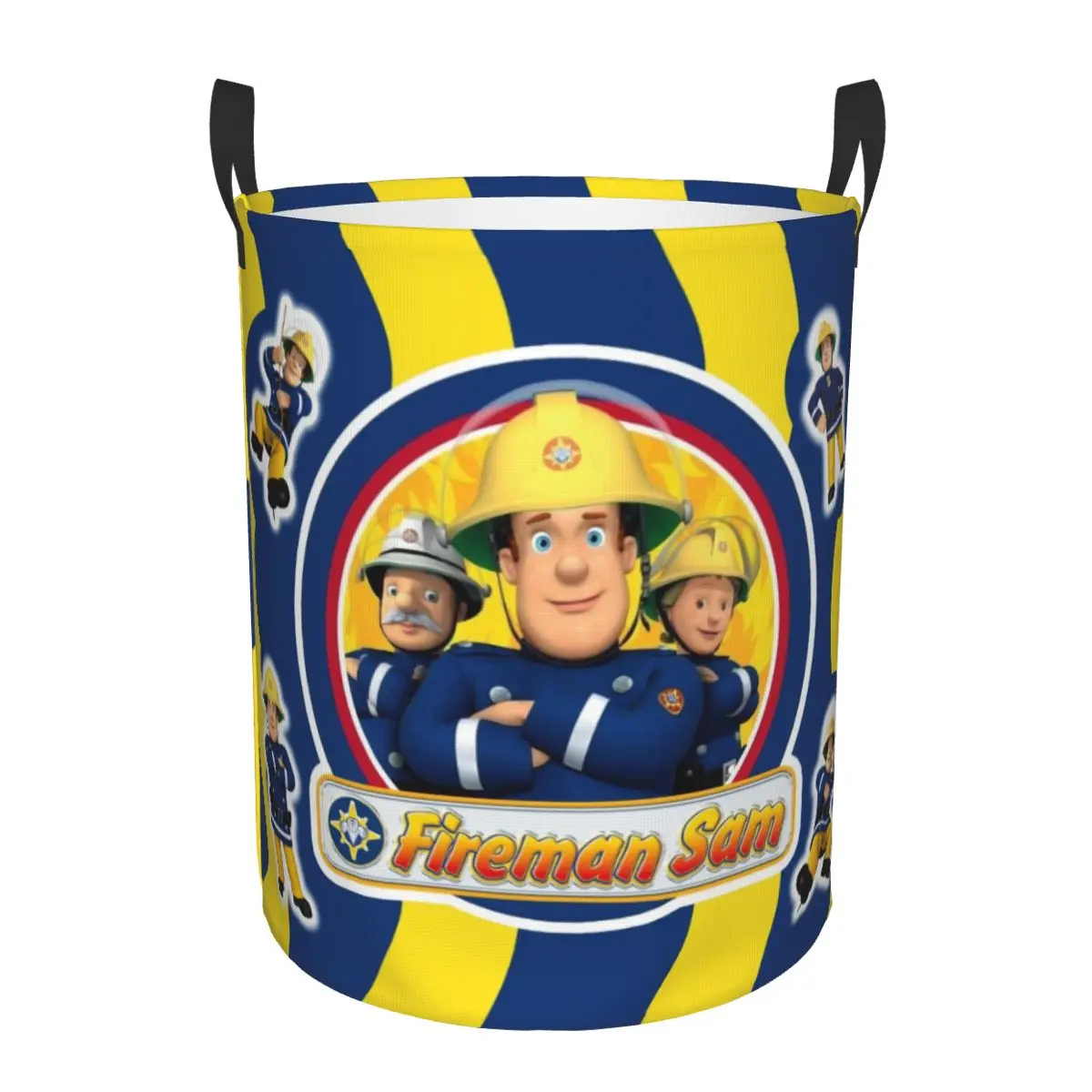 

Custom Cartoon Firefighter TV Show Fireman Sam Laundry Basket Collapsible Baby Hamper for Nursery Toys Organizer Storage Bins