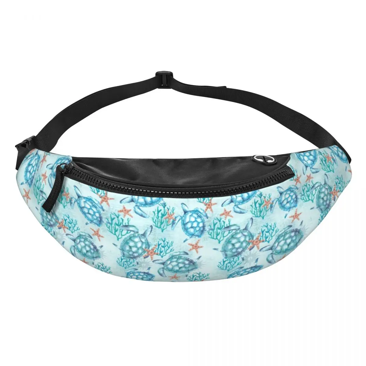 Blauwe Schildpad Heuptasje Custom Ocean Animal Crossbody Taillepakket Vrouwen Mannen Fietsen Camping Telefoon Geldzak