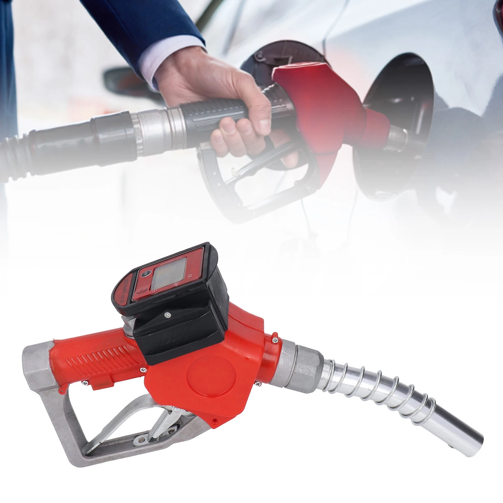 1in BSP Automatic Fueling Nozzle with Meter Aluminum Alloy Digital Flow Meter Diesel Petrol Fuel Nozzle