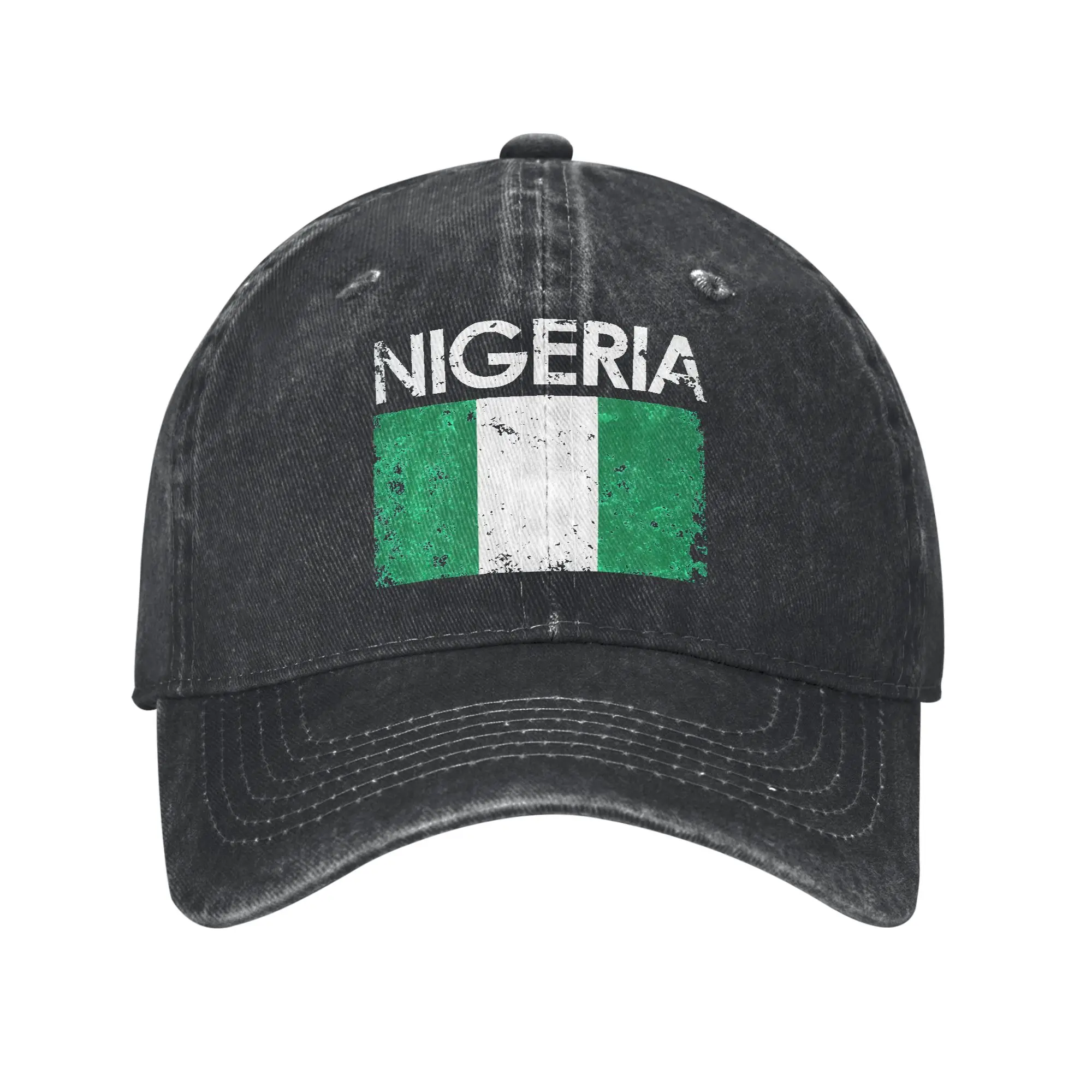 Vintage Nigeria Nigerian Flag Pride Gift  Baseball Cap Merch for Men Women  Adjustable Trucker Hat