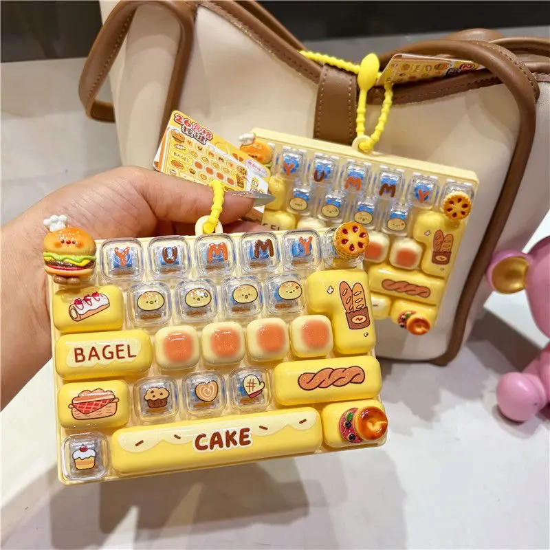 Cute Hamburger 26 Keyboard Key Chain Pendant, Decompression Toys, Key Chain Pendant, Carry-on Bag Ornaments, Ideal Pendant Gift