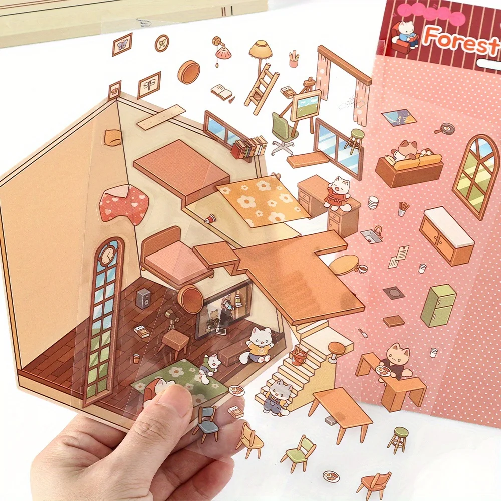 Mr. Paper, 3D Coffee Baking Sushi Restaurant Landscape Themed Sticker Pack, Creative DIY Collage, Scrapbook, Diary Stickers