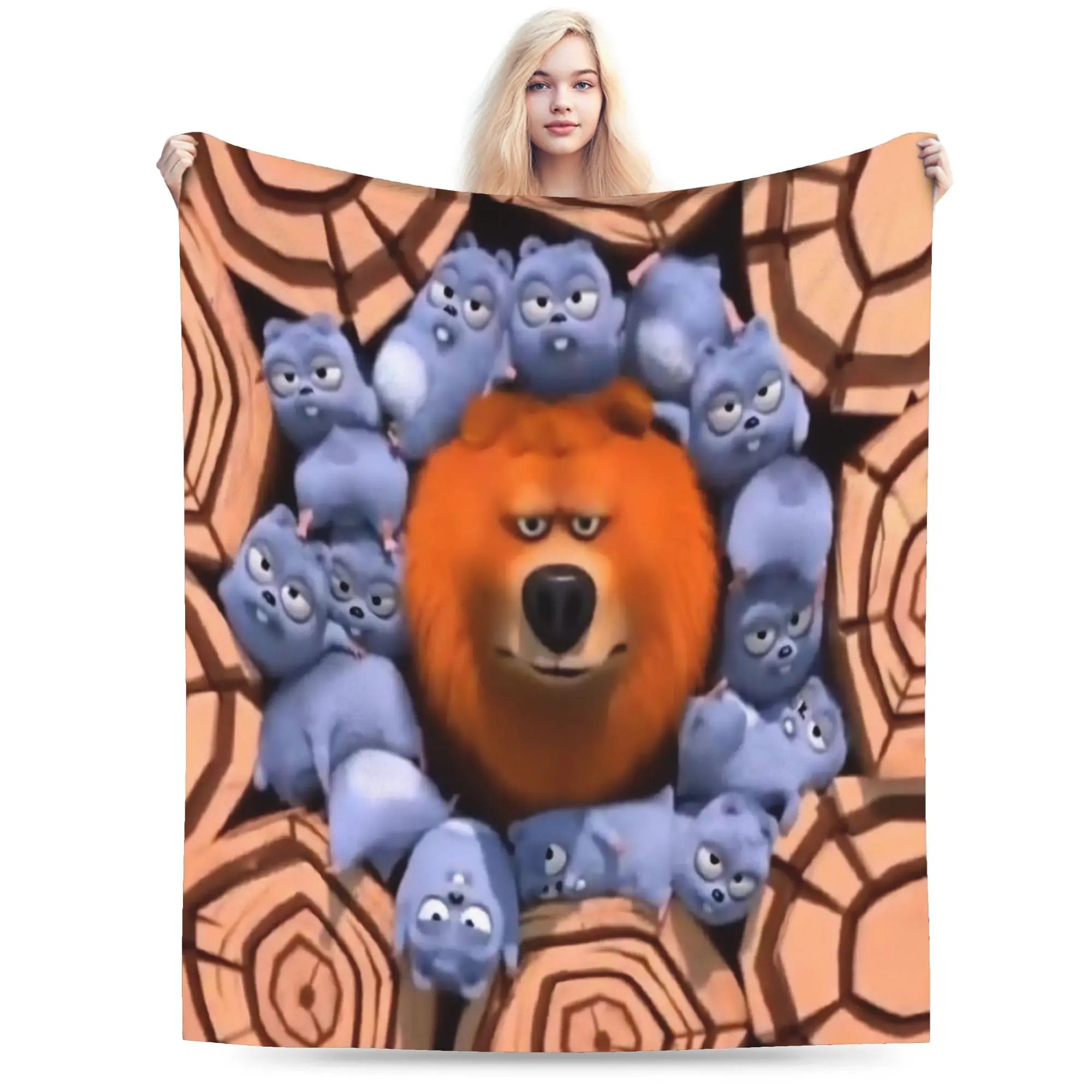 Grizzly And Lemmings  Throw Blanket for Couch  Soft Cozy Plush Blanket 50x60 Inch Multi-size Bedspread for All Seasons