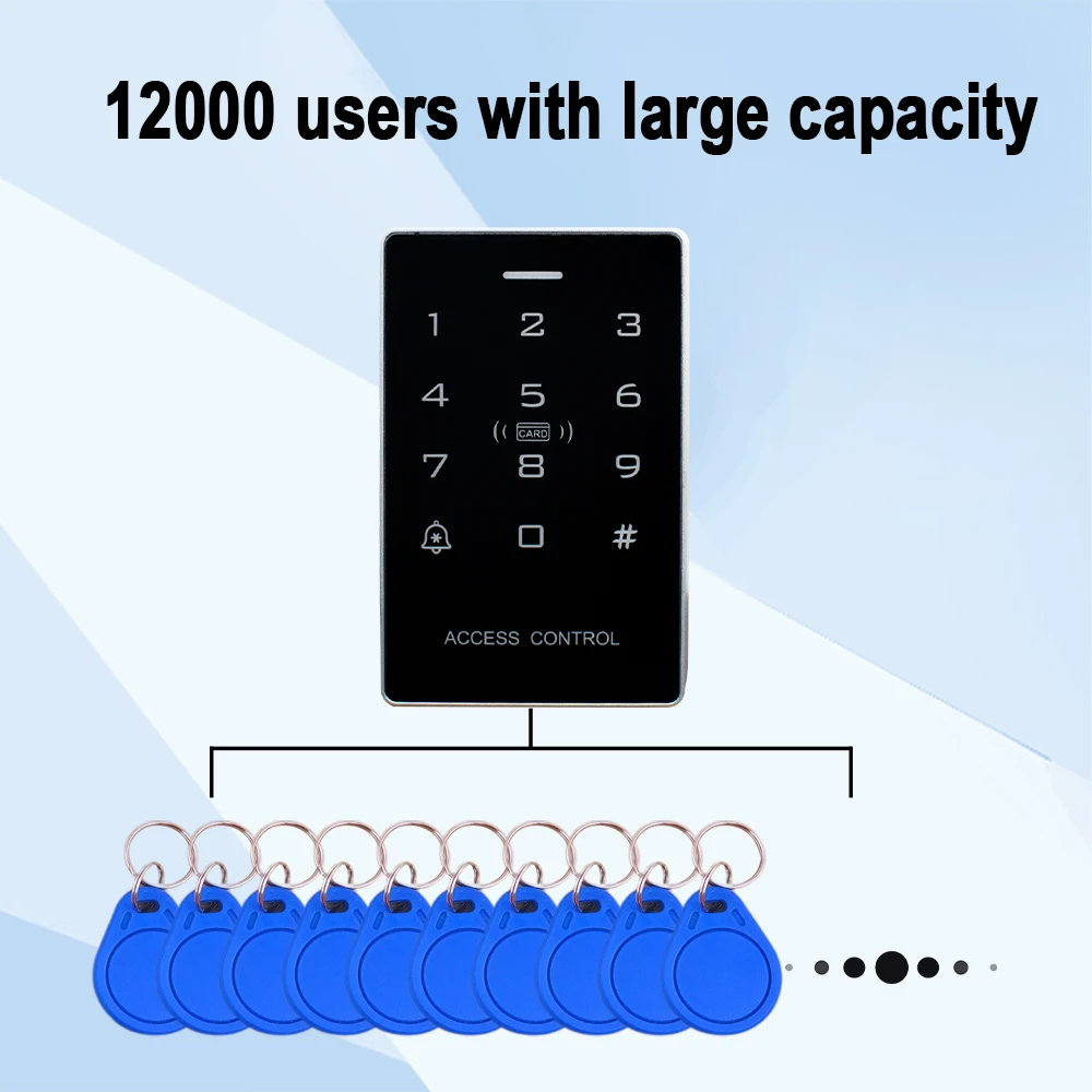 Imagem -04 - Nfc Access Control Keypad id ic Backlight Touch Screen Rfid Cartão de Proximidade Desbloqueio de Senha Leitor para 12000 Usuários Impermeável