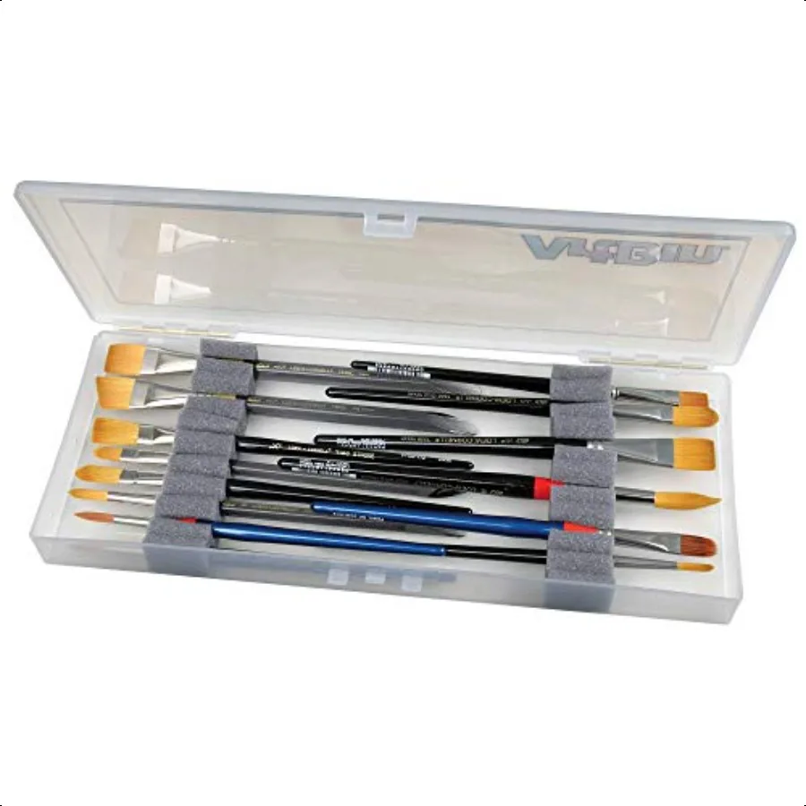 

KW903 Brush Box with Foam Inserts Fine Art Portable Paint Brush Organizer Plastic Clear 1.0 Count