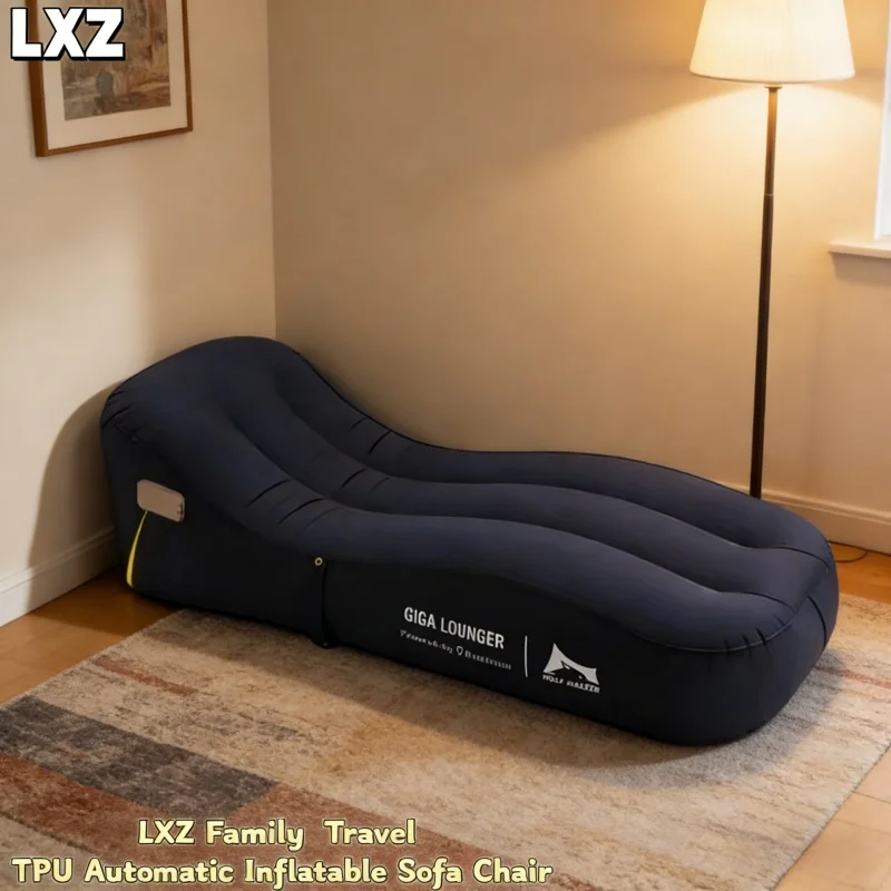 TPU Automatic Inflatable Chair, Outdoor Portable Camping Inflatable Sofa USB Rechargeable Family Travel Leisure Air Cushion Bed