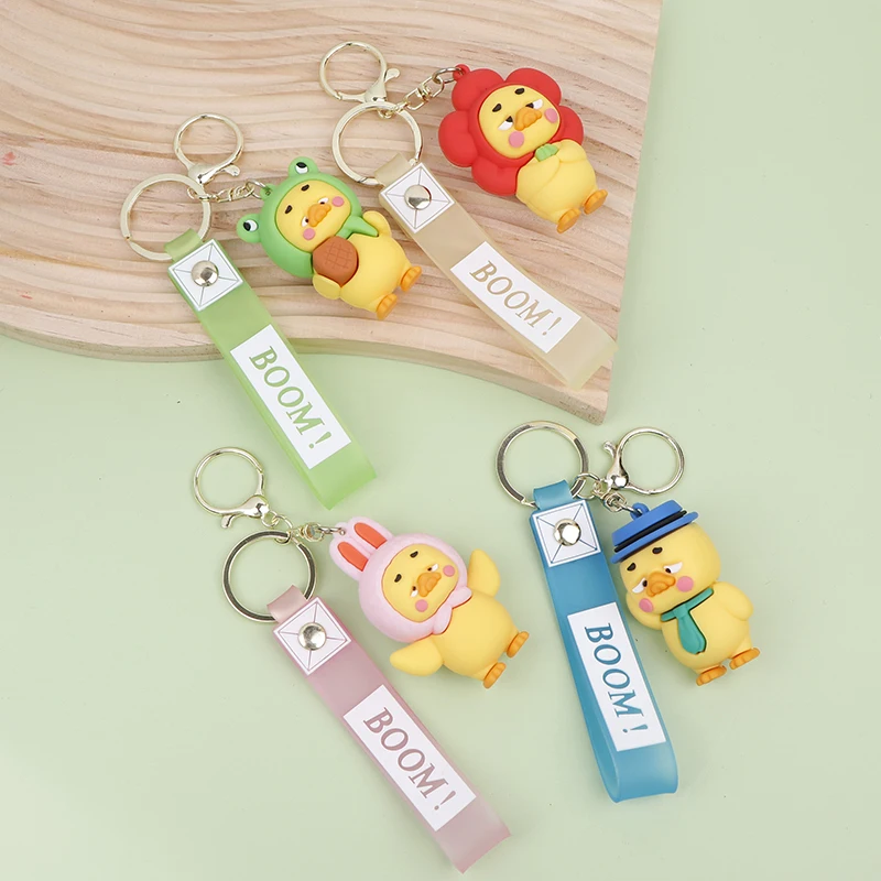 Cartoon Overstuur Eend Sleutelhanger Zachte Hanger Mini Dier Sleutelhanger Schattige Eend Tas Sleutelhanger Hanger Accessoires Verjaardag Cadeau Voor Kinderen