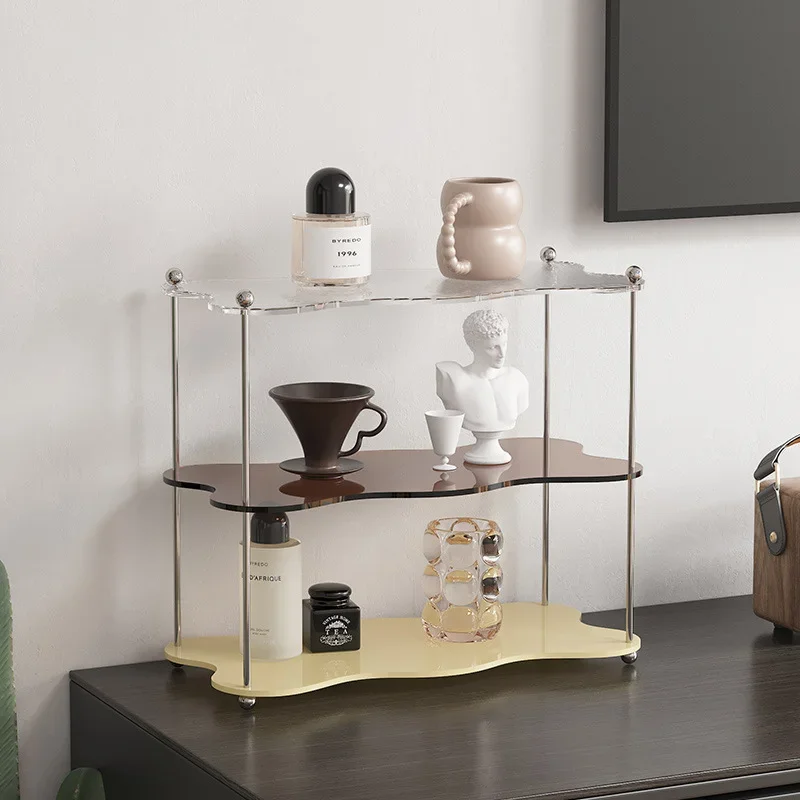 

2/3layer Acrylic Storage Rack Bathroom Organizer Makeup Organizer Decorative Tray Perfume Display Rack Storage Organizer Shelf