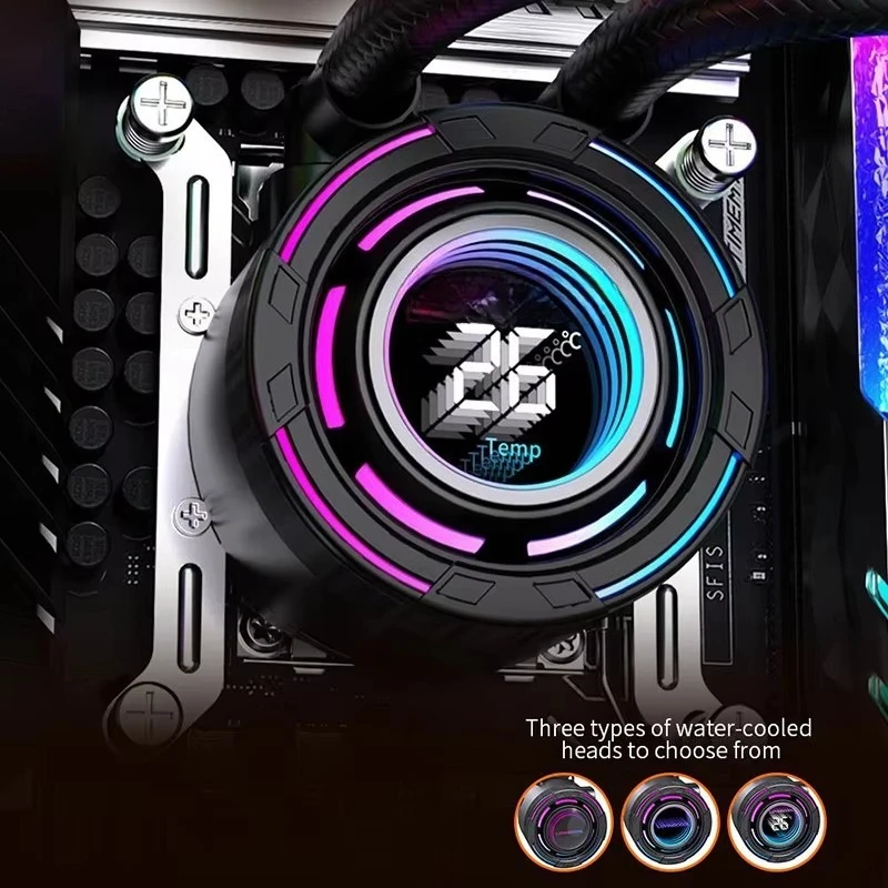 Temperature Display Central Processor Water Cooler 240mm Liquid Cooler Pulse Width Modulation Gaming