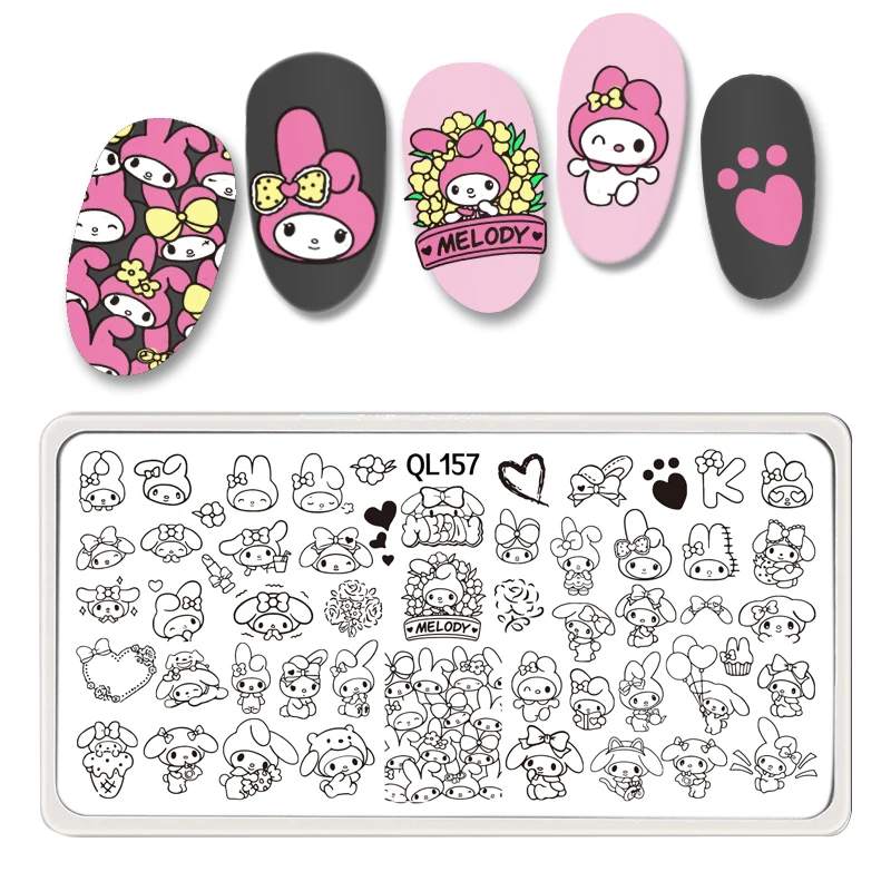 1PC Cute Rabbit Template Nail Art Stamping Plate Manicure Nail Stamping Plate Image Painting DIY Nail Decal