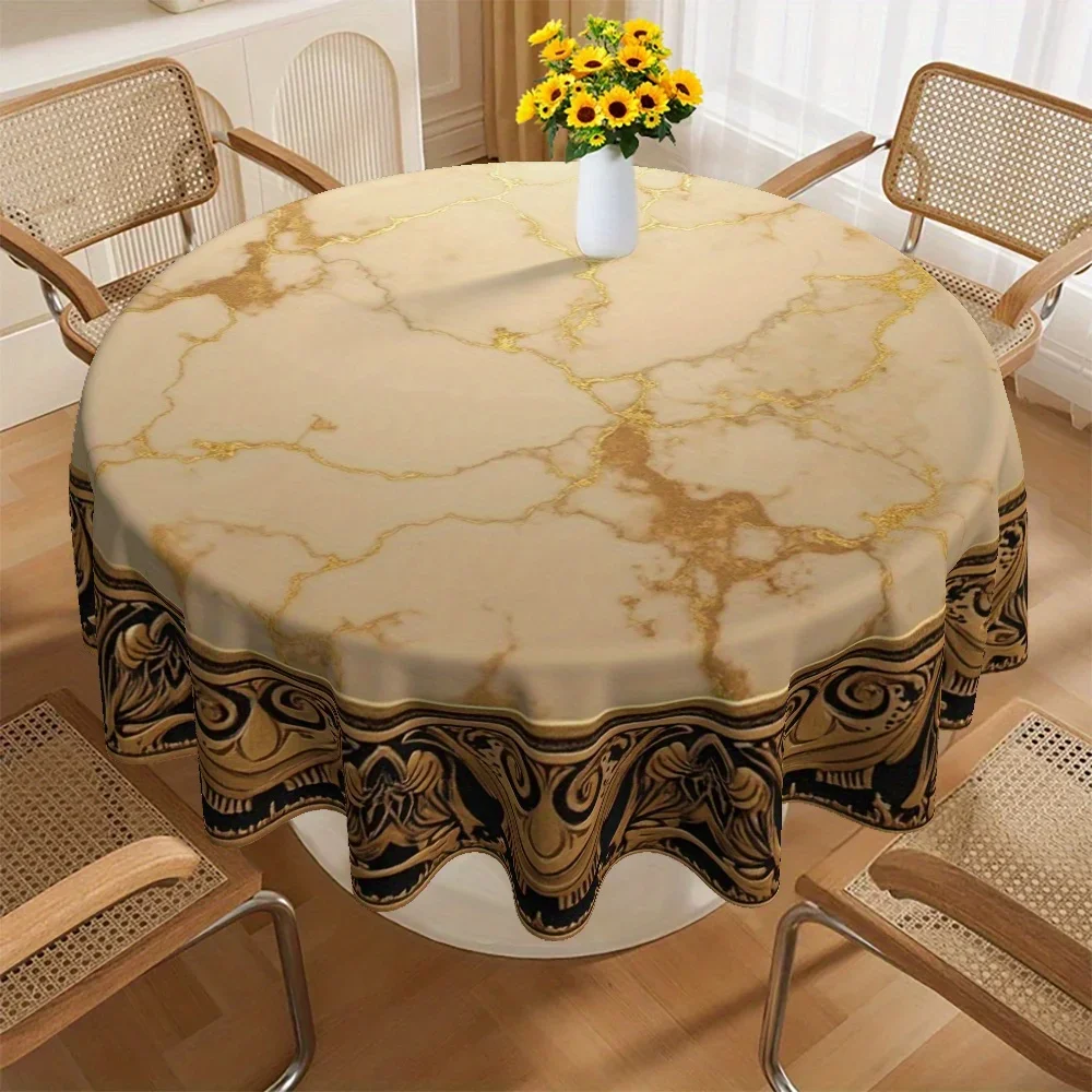 One calendar, featuring an elegant marble-style design with decorative gold edging.xzj