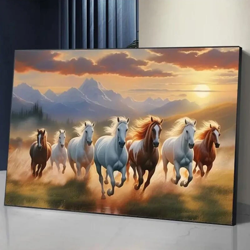 Galloping Horses At Sunset Poster Prints Animal Art Canvas Painting Running Horses Wall Art Picture for Living Room Home Decor