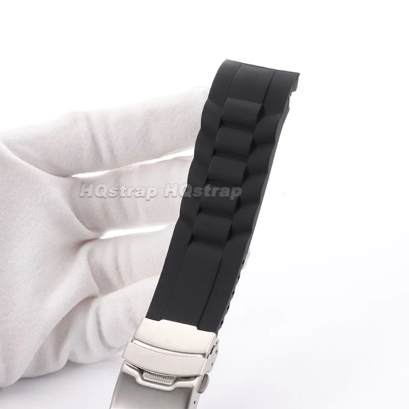 Curved End Silicone Watch Strap 16mm 18mm 20mm 22mm 24mm 26mm Sport Waterproof Rubber Watchband Deployment Clasp Wrist Bracelet view 5