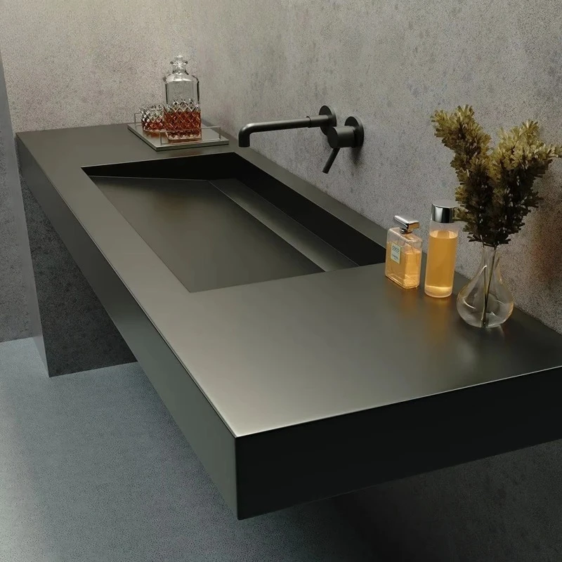 KNOWDOW Whole House Customization ONLY Vanity Luxury Wooden Bathroom Basin Floating Rock Slab Sintered Stone Sinks Smart Mirror