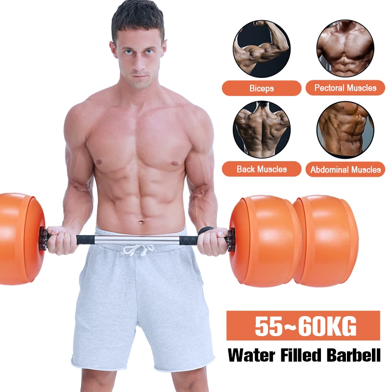 Deiris 55-60KG,2 in 1 Dumbbell Barbell Set,Water Filled,Free Weights, Portable,Adjustable Weight for Men Arm Muscle Training