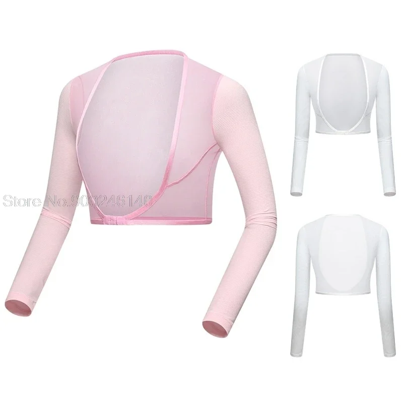 Capa de Golf con mangas para mujer, Tops de Lycra con protección UV de hielo, puño protector solar para mujer, camisa de ciclismo, Top corto, ropa de Golf