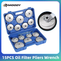Rimoody 15pcs Set Oil Filter Pliers Wrench Socket Set Tool Kit Drive Cap Removal Tool Set Cap Wrench Socket Removal Tool Set