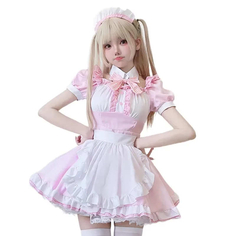 Costume da cameriera Anime giapponese vestito da cameriera carino vestito morbido da ragazza gatto Lolita Cosplay per le donne e Tee Anime Cosplay