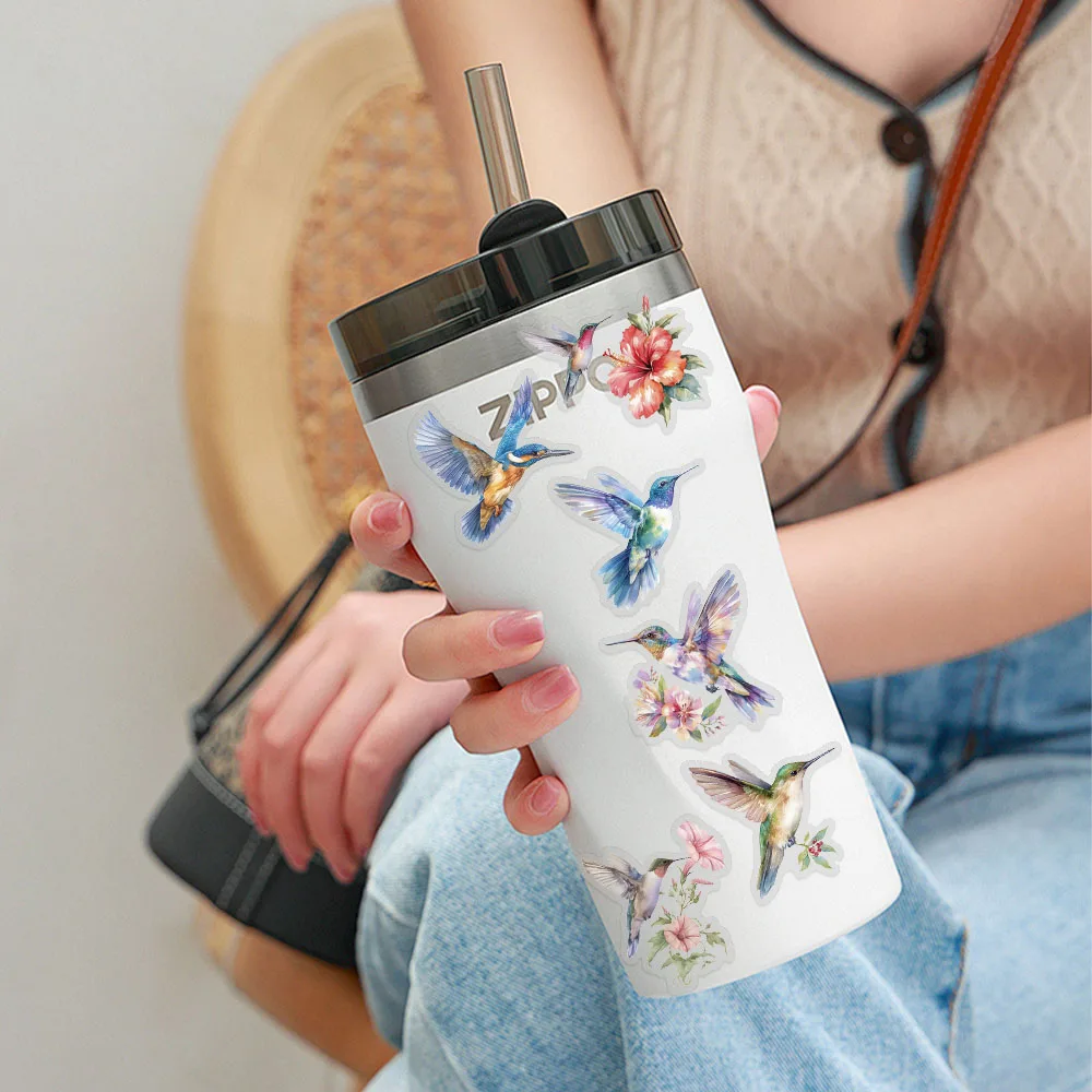 50 Stück Kolibri-PET-Aufkleber für Telefon, Laptop, Notebook, Skateboard, Kühlschrank, DIY, ästhetische transparente Aufkleber – Detail 13
