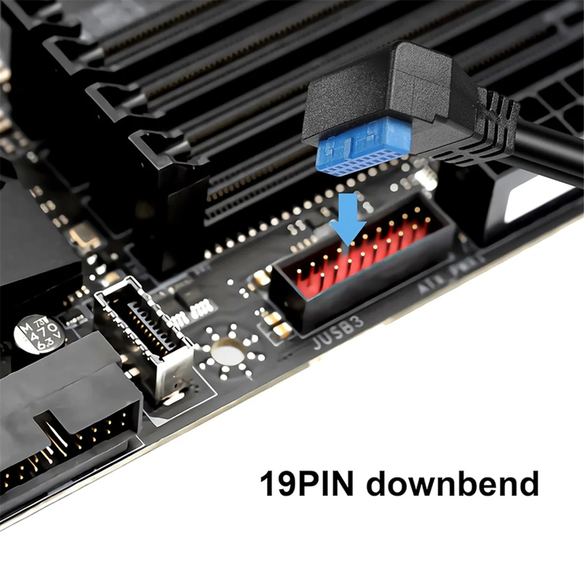 BISMZ 90-Grad-Up/Down-Winkel USB 3.0 19/20-Pin auf Dual-USB-A-Buchse, Adapterkabel, Motherboard, internes Verlängerungskabel B