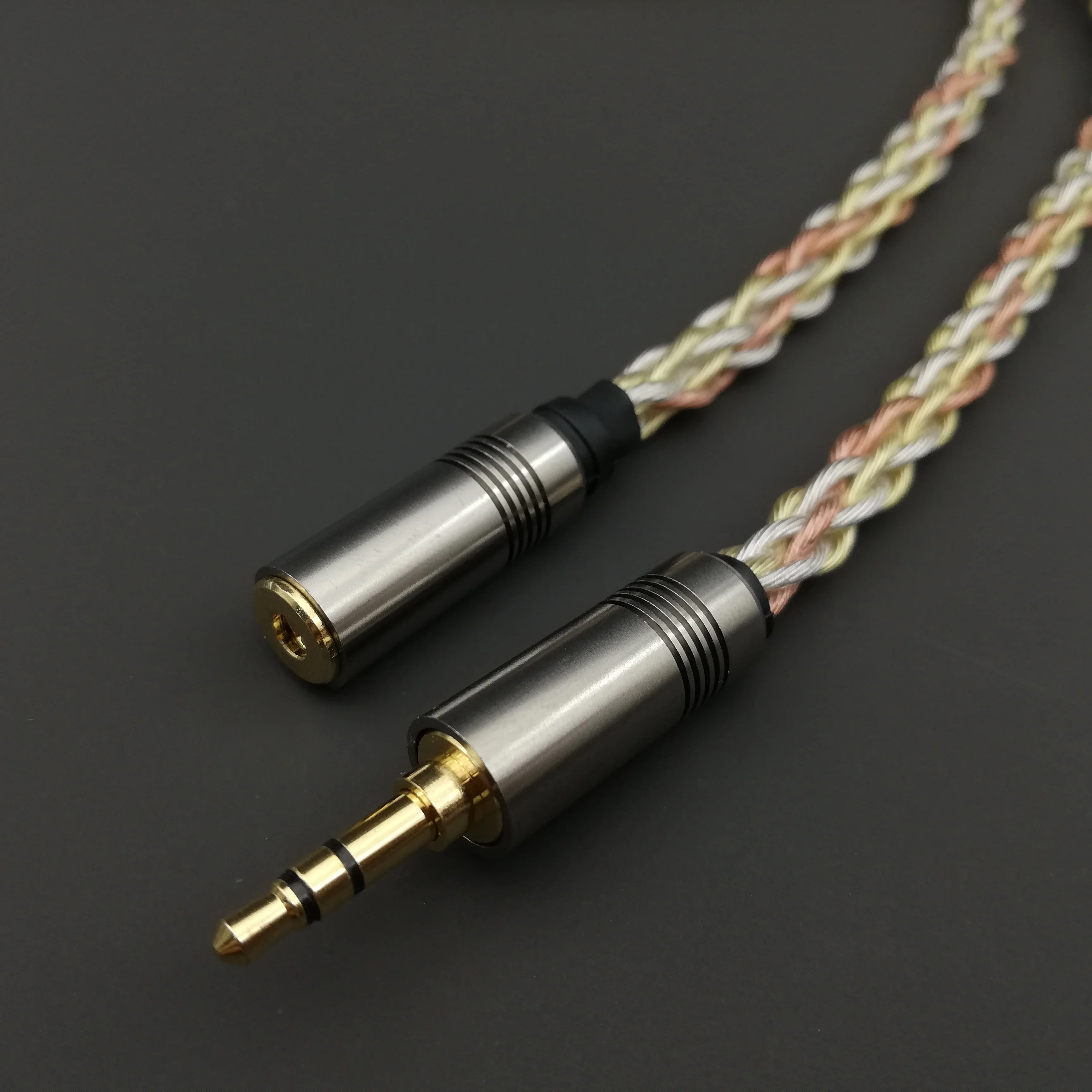 سماعة أذن من النحاس الكريستالي أحادي HiFi OCC ، مطلية بالذهب ، مطلية بالفضة ، ذكر ، أنثى ، كابل من من دون خسارة ، تمديد ،-