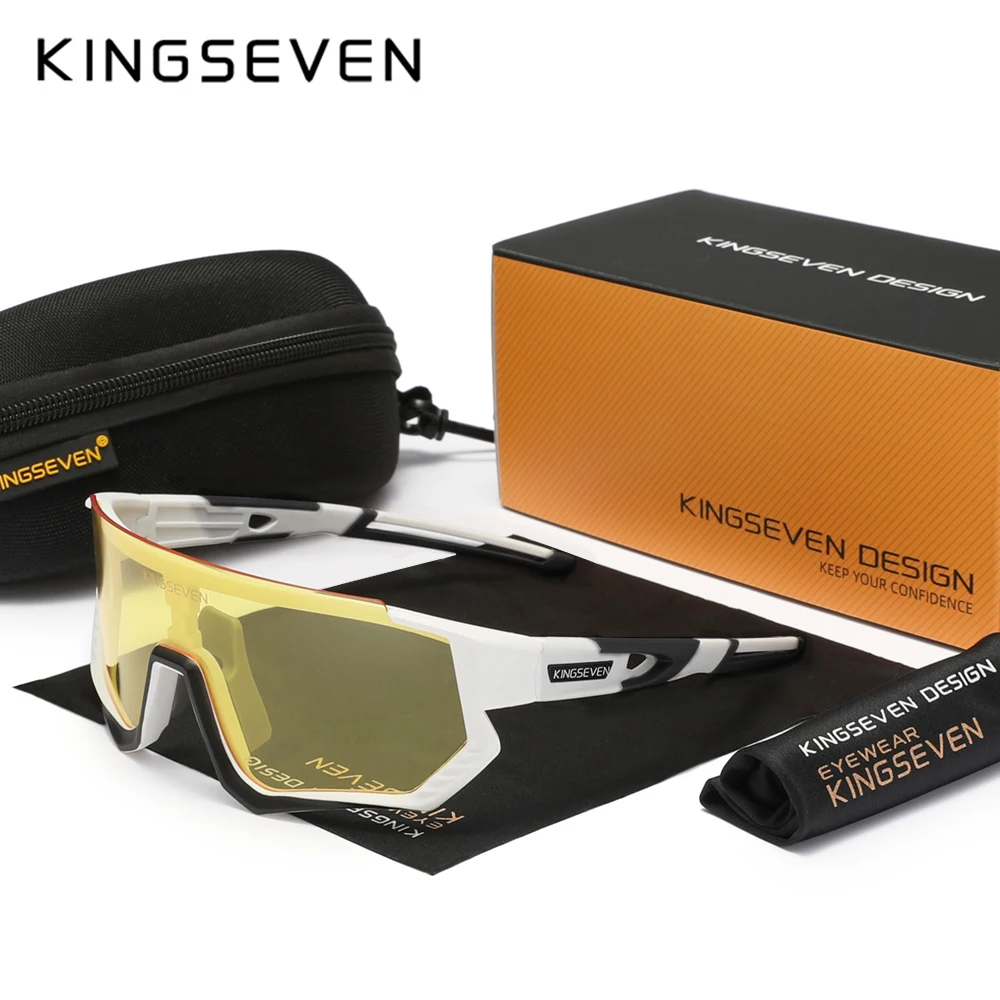 

KINGSEVEN UV400 велосипедные солнцезащитные очки для мужчин и женщин, очки для езды на велосипеде, ночное видение, рыбалка, спортивные очки для альпинизма, повседневные