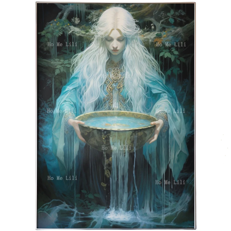 Danu Goddess Bowl Of Water Divine Feminine Art Canvas Wall Art Home Decor