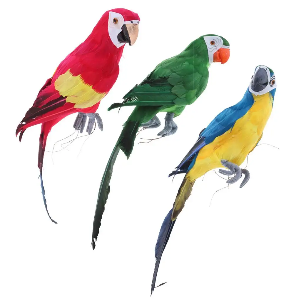 Simulation Parrot Vibrant Feather Handmade Realistic Bird Statue Garden Ornament for Fairy Garden Accessories Miniatures