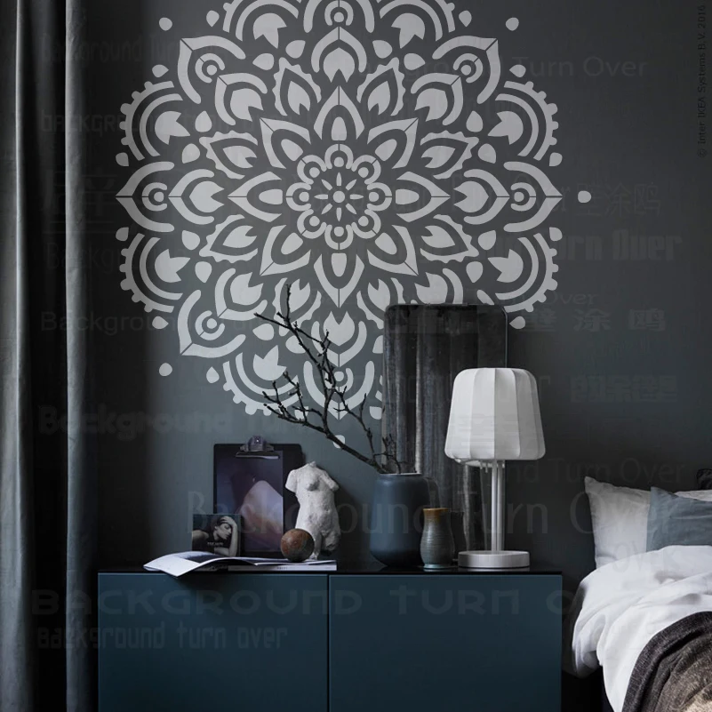 

80cm - 120cm Stencil Mandala Extra Large Round Wall Flower For Painting Big Decors Floor Template Walls Vintage Templates S287