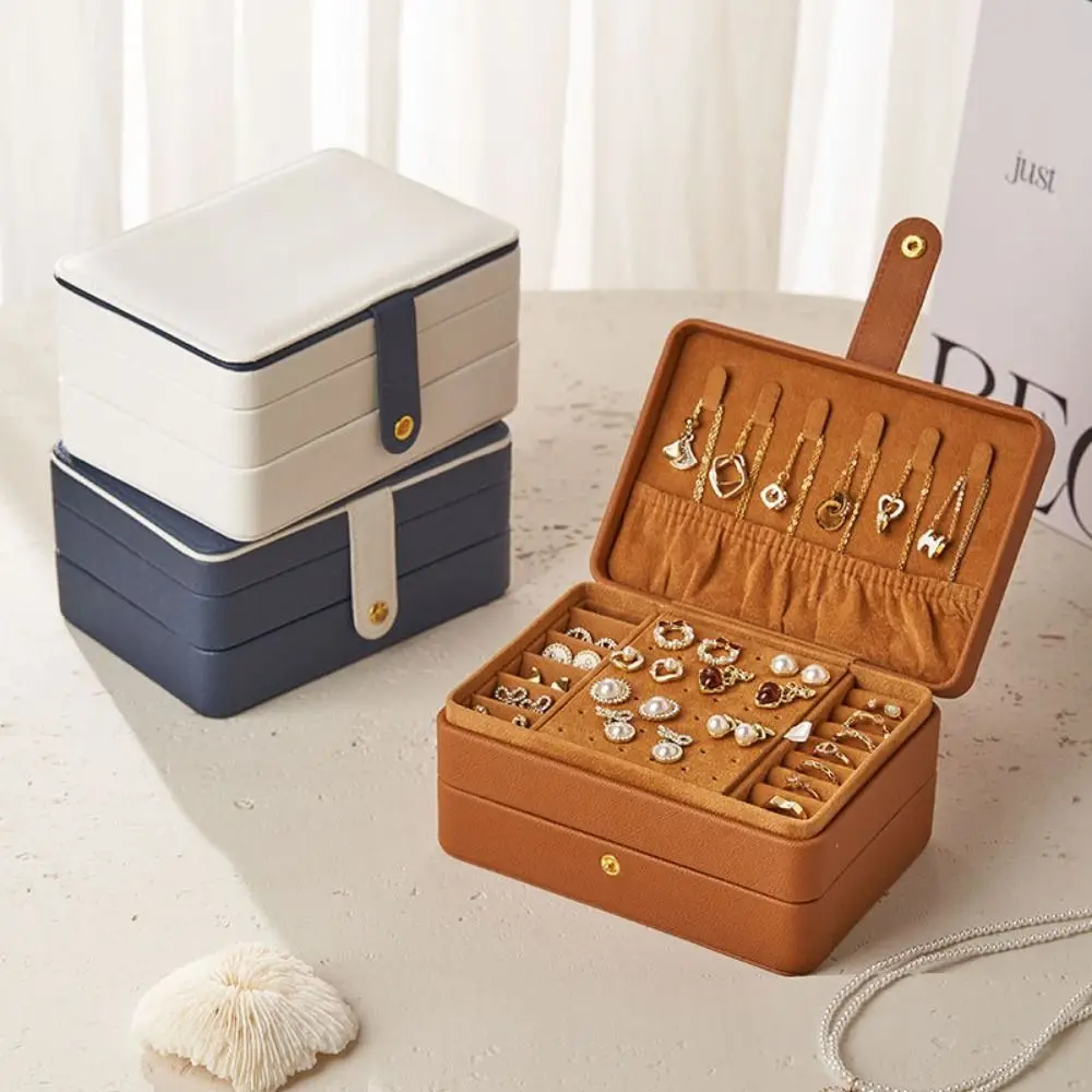 

Трехслойные шкатулки для драгоценностей, большая емкость, ожерелье из искусственной кожи, кольцо, серьги, органайзер, высококачественная портативная витрина для ювелирных изделий