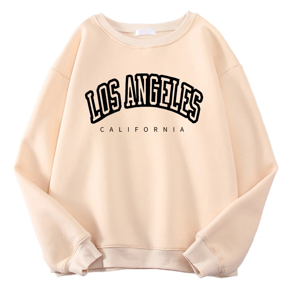 Los Angeles California Letter Print Man Pullovers Fashion Fit Autumn Hoodie Vintage Big Size Sweatshirt Casual Fur-Liner Clothes