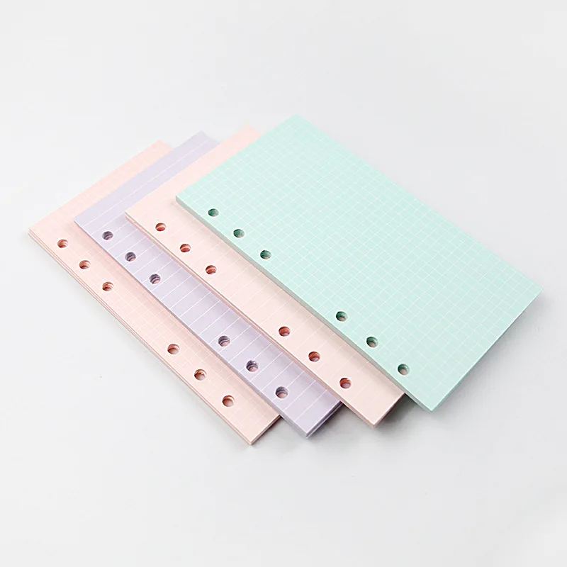 Cuaderno de hojas sueltas Kawaii A5 A6, recambio de carpeta en espiral, páginas internas de papel de índice, planificador diario, línea de cuadrícula, Agenda en blanco, 40 hojas