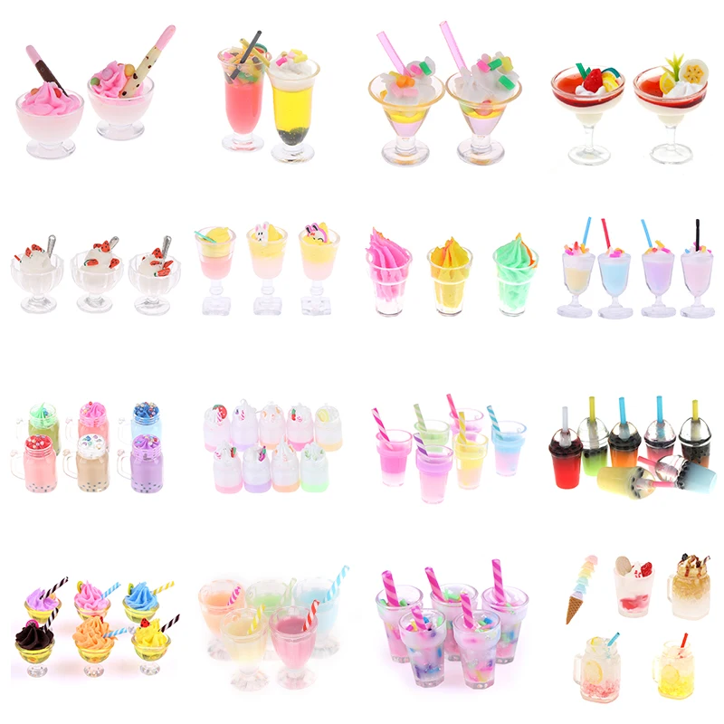 Miniatura per casa delle bambole gelato tazza di caffè modello di bevanda finta Play House giocattoli Mini Doll House Decor cucina cibo accessori per bambole