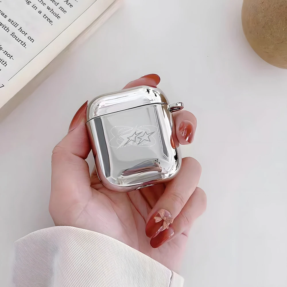 

Art Line Star Electroplated Silver Earphone Case For AirPods 4/3/2/1 Earbuds Case For AirPods Pro 3/Pro 2/Pro Protective Cover
