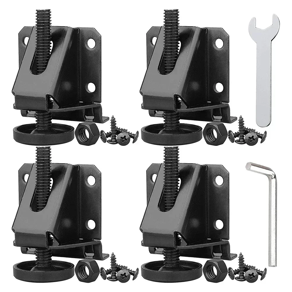 

4 Pieces Adjustable Cabinet Leveling Feet with Lock Nuts and Screws for Furniture Legs to Prevent Wobbling and Enhance Stability