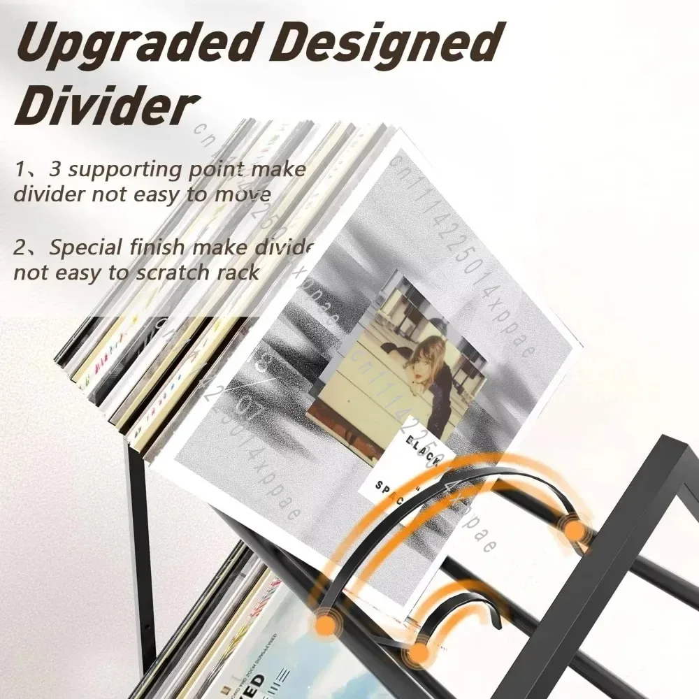Book Magazine Organizer CD Display Vinyl Record Storage Rack 2 Tier Metal LP Holder Stand Album Shelf view 4