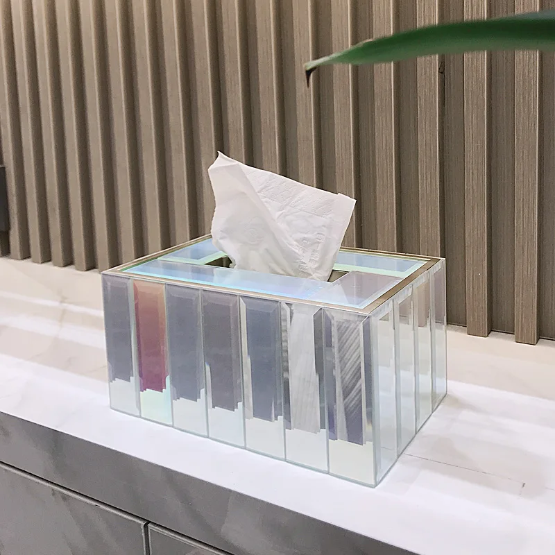 Luxurious Multi-Color Glass Tissue Box Creative Design Home Simple Fashion Living Room Bedroom Entrance Dining Room