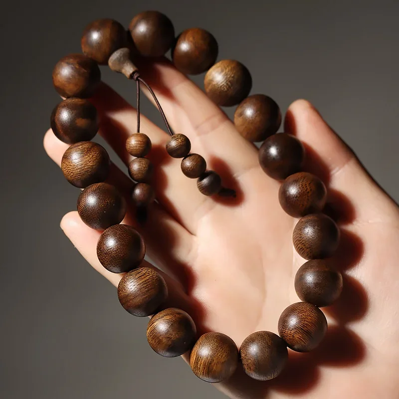 

Natural Hainan Yellow Channan Agarwood Bracelet Submerged Kyara Eaglewood Buddha Beads Prayer Beads Handheld 18 Pieces Crafts