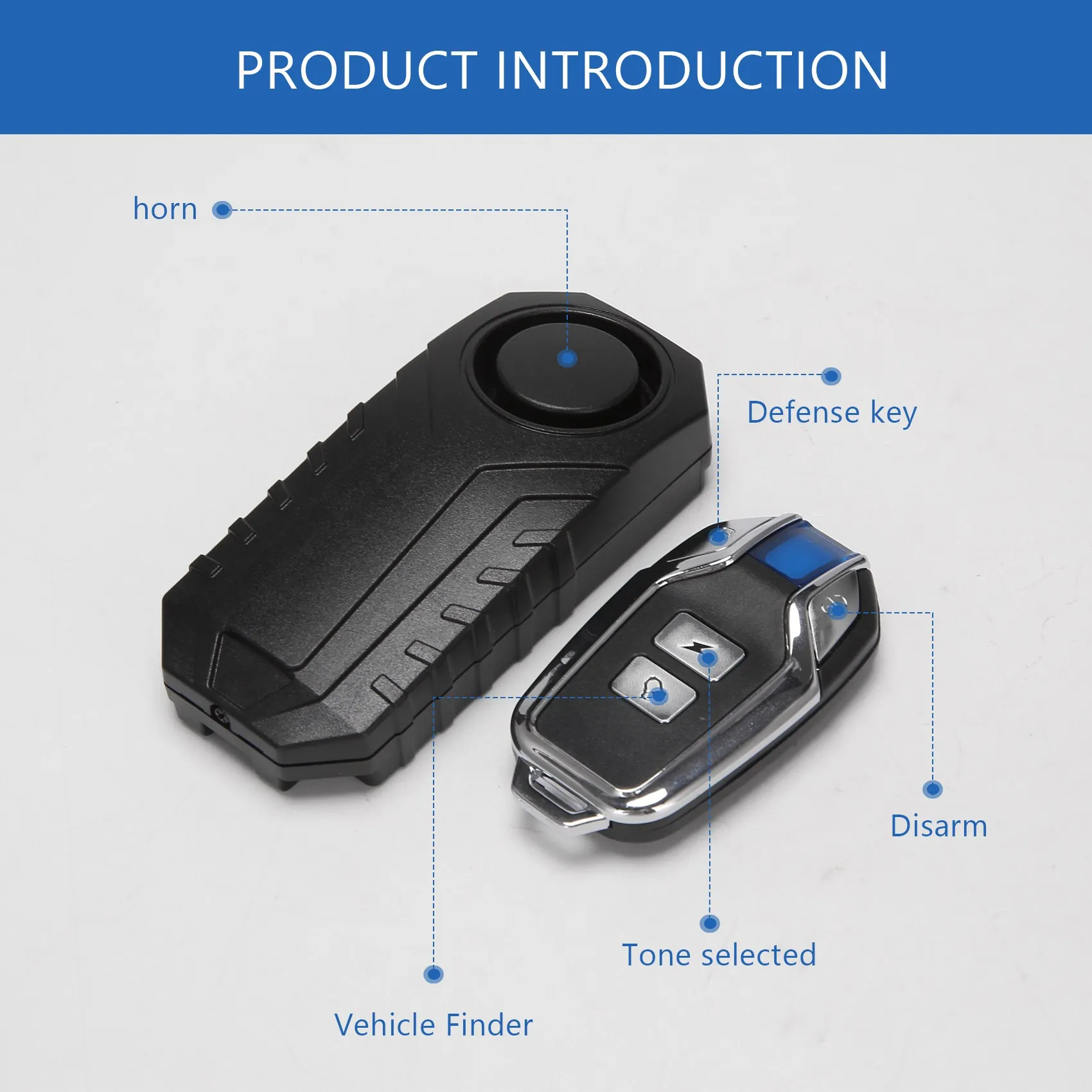 Classy-113Db Super Loud Wireless Motorcycle Bicycle Alarm Security Alarm With Remote Control Waterproof Black