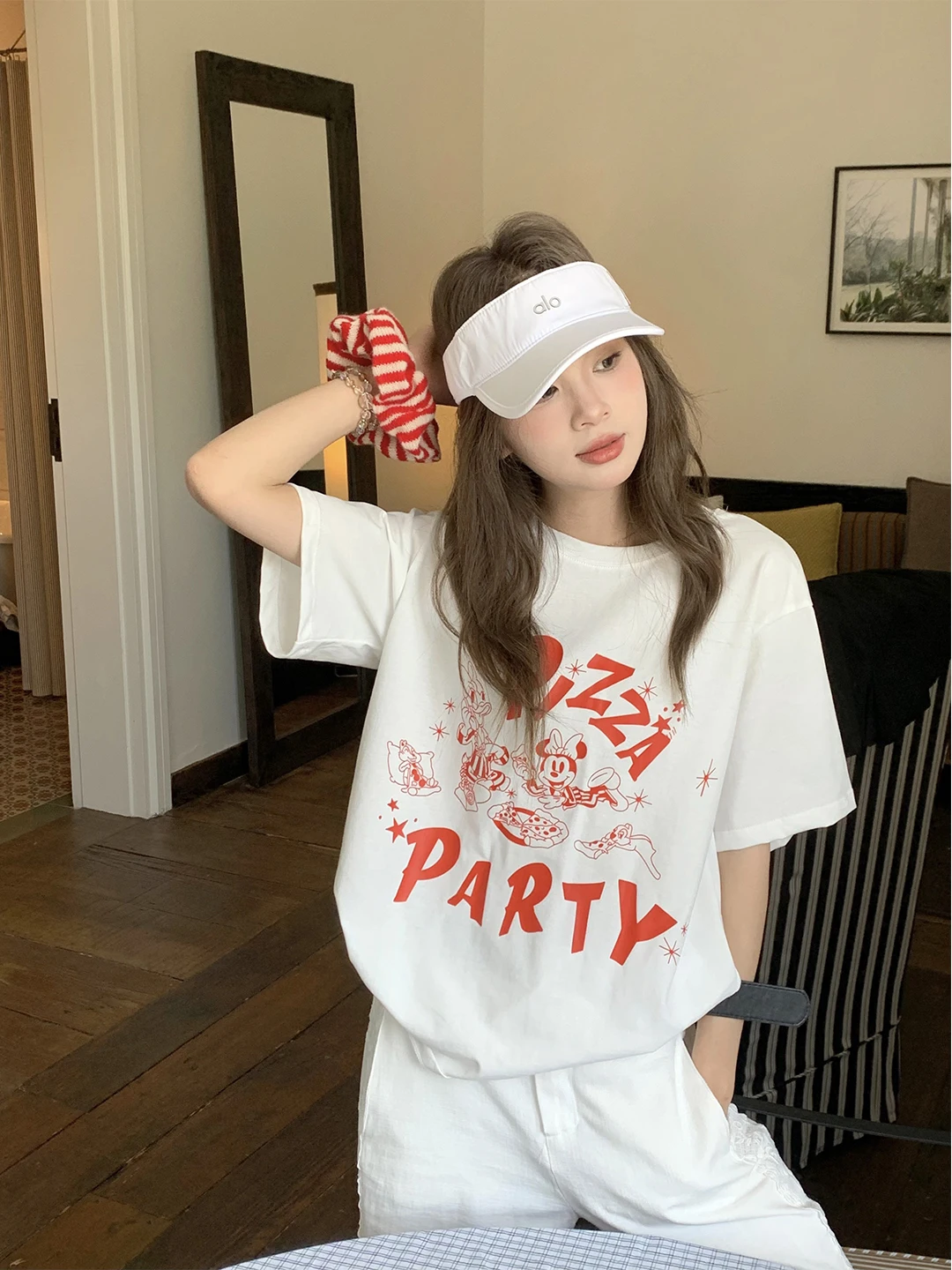 

Miey Print ort Sve T-irt Women's Loose Korean Sle Summer New Faion Slimming Versatile Top Fem Premium Wear