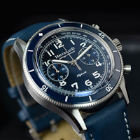 Hruodland F019 Classic Men's Quartz Chronograph Watches VK64 Sapphire Glass Blue Black Stainless Steel Dress Wrsiwatches Male