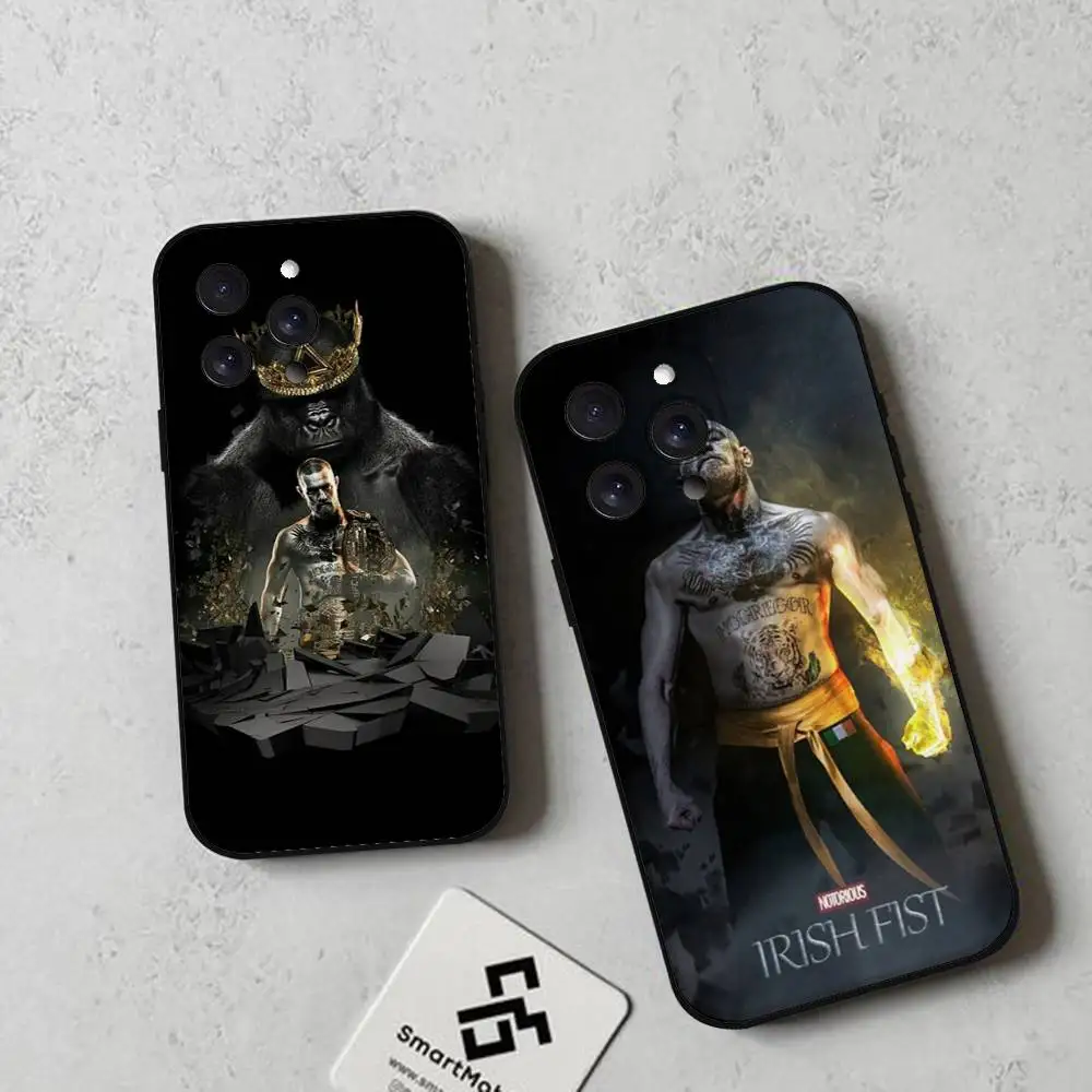 حافظة هاتف كونور مكجريجور ذا كينج غلاف أسود لهاتف آيفون 16/15/13/14 برو ماكس/ 11 Plus/X/Xr/Xs Max/12 نماذج متوافقة صغيرة #3