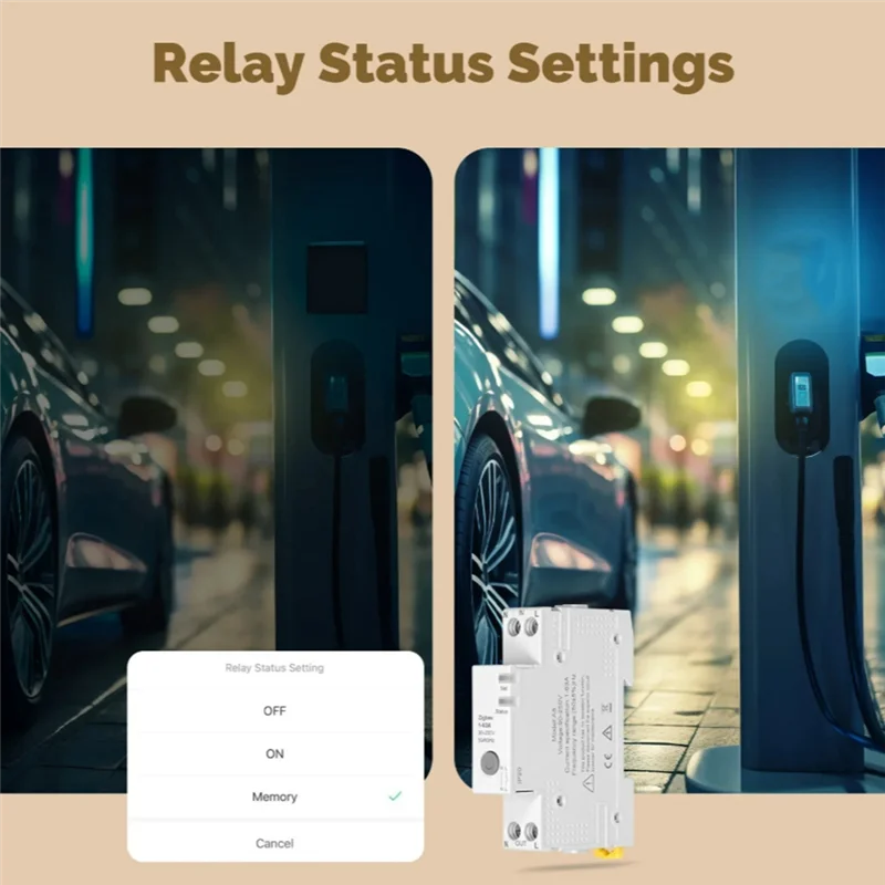 ABGB-APP Control Tuya Zigbee Smart Circuit Breaker 63A Fireproof Electricity Monitor Retardant Alarm Threshold Set V0