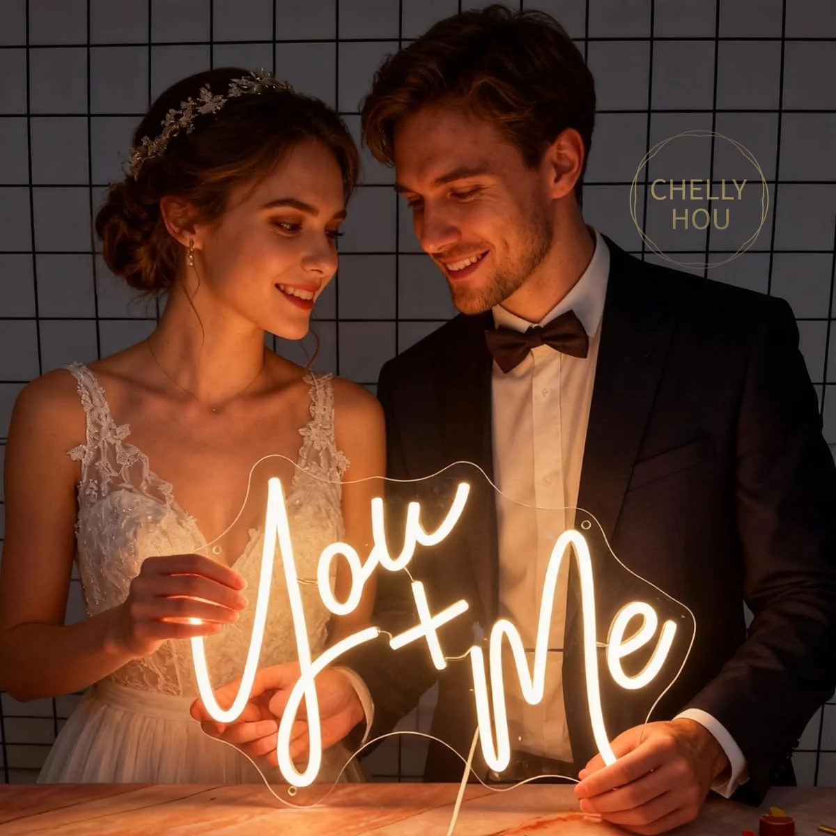 You and Me Neon Sign for Wedding Backdrop Decoration Wedding Led Neon Lights USB Powered for Reception Anniversary Engagement