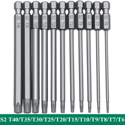 Set di punte per cacciavite a testa Torx da 11 pezzi con gambo esagonale magnetico da 1/4 