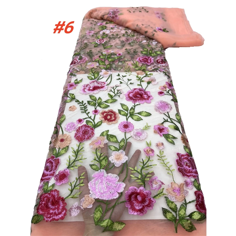 الجملة الفرنسية الفاخرة شبكة نسيج دانتيل مطرز 2025 جودة عالية النيجيري الأفريقي زهرة تول صافي الدانتيل لفساتين النساء